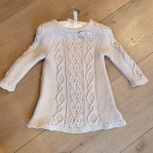 Cream Cable Knit Baby Dress